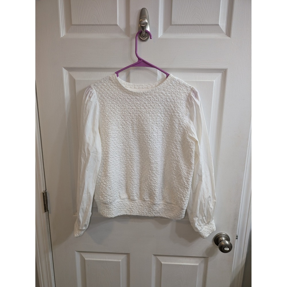 Anthropologie Porridge Textured White‎ Long Sleeve Pullover Sweatshirt - Size XS